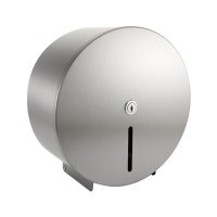 Brushed Stainless Steel 10" Round Mini Jumbo Toilet Roll Dispenser