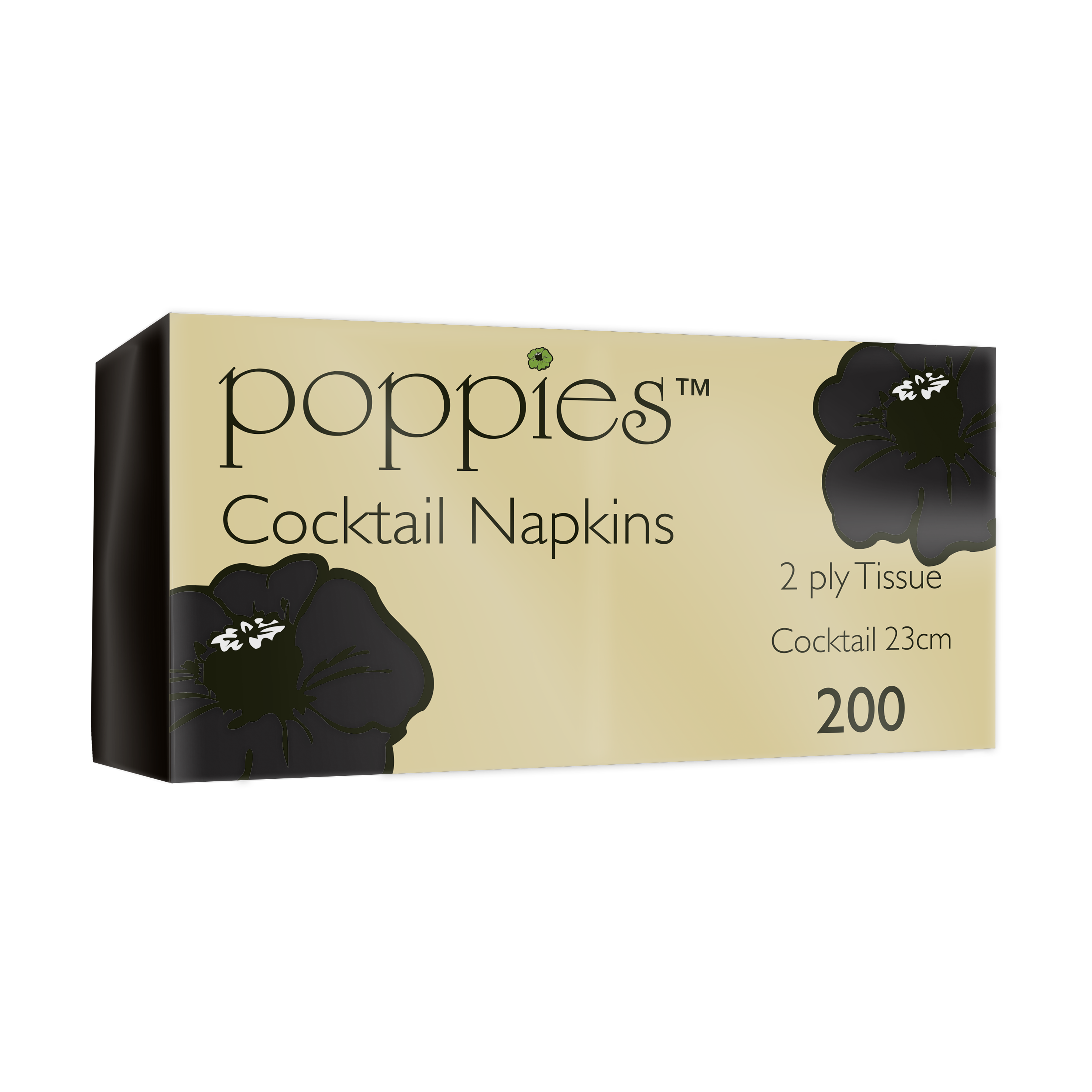 Cocktail Napkin 2Ply 23cm Black