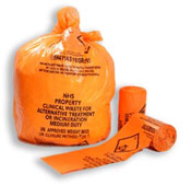 Clinical Waste Sacks on a roll Orange 15x28x39"