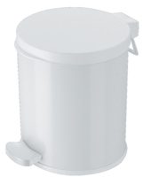 White pedal bin steel body, plastic liner 12ltr