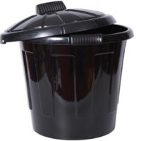 85ltr large black plastic dustbin with lid
