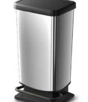 Metallic Silver 40 Litre Paso Plastic Pedal Bin