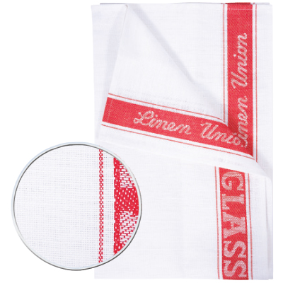 Linen union glass cloths white with green stripe