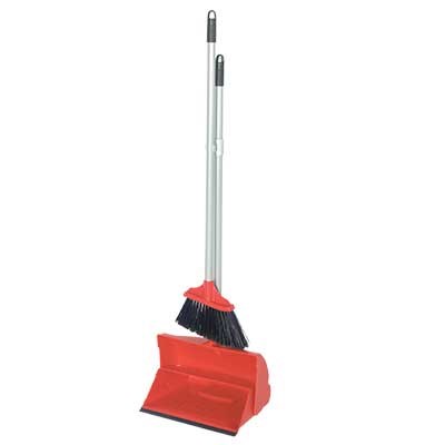 Red Lightweight Soft Lobby Dustpan and Brush Set 75cm