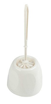 White Turks Head Toilet Brush with Dome Bowl Holder