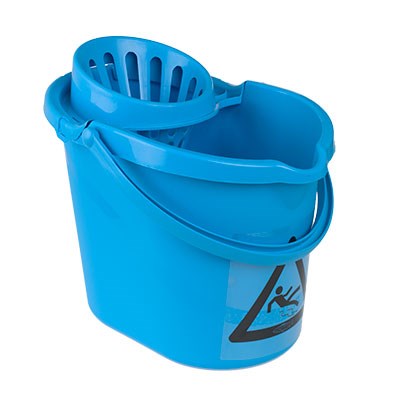 12 Litre Polypropylene Mop Bucket with Wringer - Blue