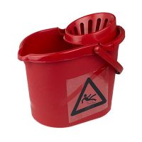 12 Litre Polypropylene Mop Bucket with Wringer - Red