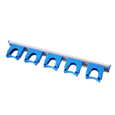 51.5cm Aluminium Hanging Rail with 5 HOLD1 hangers with blue ends