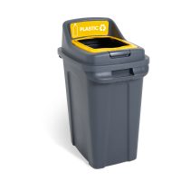 Yellow Plastic Recycling BIN & LID Open Top 50L