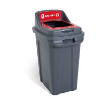Red Battery Recycling BIN & LID Open Top 70L