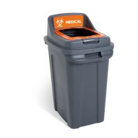 Orange Medical Recycling BIN & LID Open Top 70L