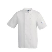 Unisex Chef Jacket Short Sleeve White (Large)