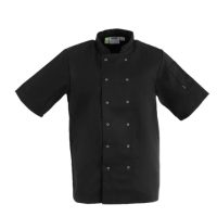 Unisex Chef Jacket Short Sleeve Black (Large)